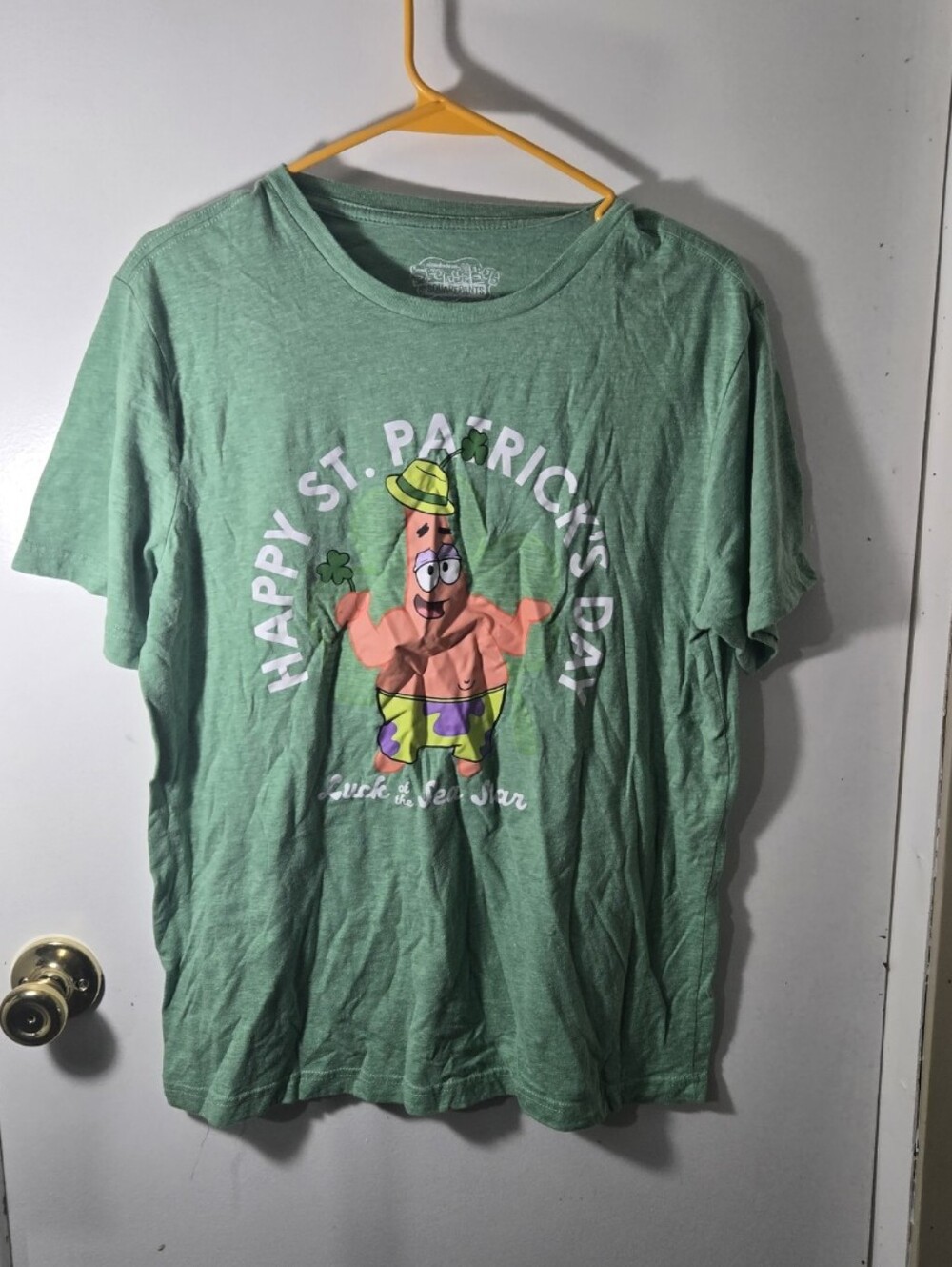 Spongebob Squarepants Green Patrick Starfish Happy St Patrick's Day Size Large